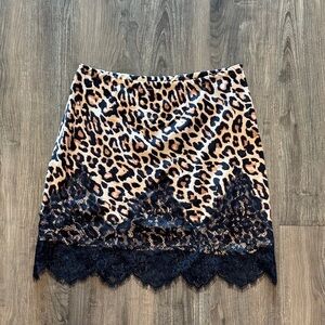 Never Fully Dressed Leopard Print Skirt with Black Lace